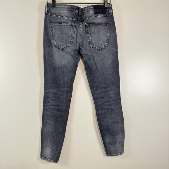 AMO Twist Zip Jeans Womens Size 26 Smoked Black Denim Mid Rise Cropped Skinny - Picture 9 of 15
